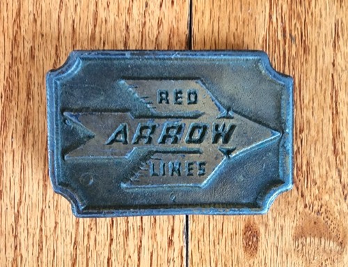 VINTAGE RED ARROW LINES PSTC BELT BUCKLE TROLLEY BUS RAILWAY PHILADELPHIA PA