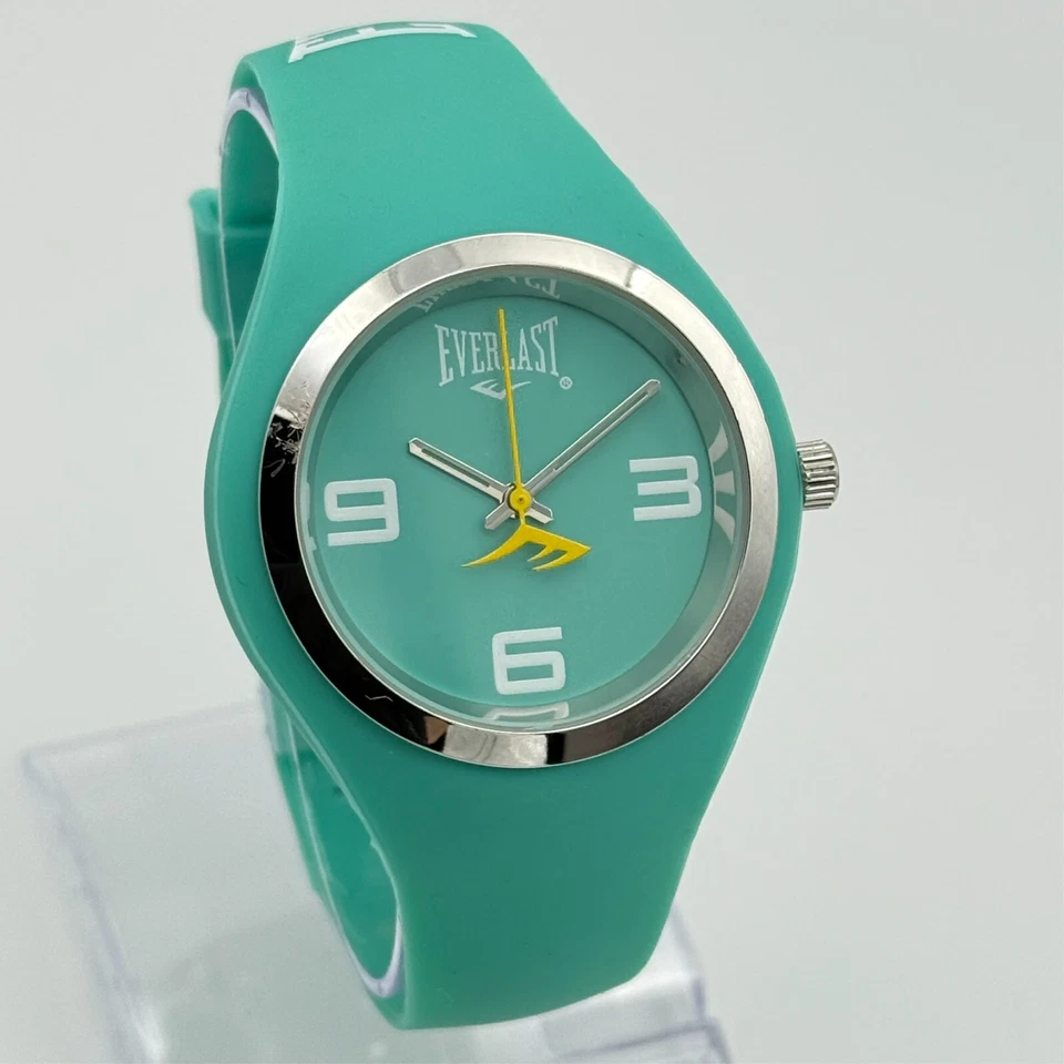Unisex EVERLAST Round Silicone Blue/Green Quartz Sport Watch, Silver Bezel, 41mm - Image 2 of 4