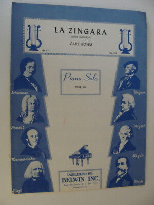 La Zingara Gipsy Mazurka by  Carl Bohm piano solo ed. Wm Conrad