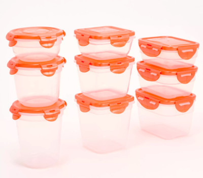 LocknLock 9-Piece Nestable Mini Storage Set Multi-Shape CORAL K90916