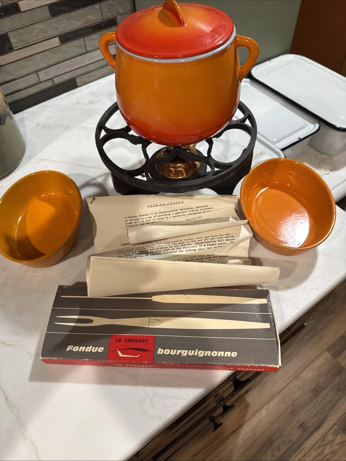 Le Creuset Orange Volcano Cast Fondue Set
Opens in a new window or tab