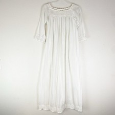 Vtg Christian Dior White Nightgown Crochet Lace Trim Prairie Cottagecore Maxi S