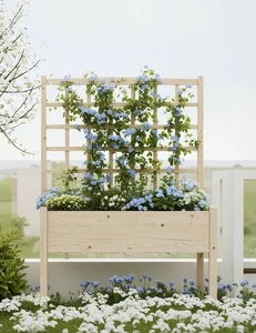 Lit de jardin arboré en bois avec Trellis 46 x 23 x 65 dans la boîte à fleurs de planteur de légumes