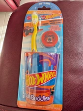 New Kids Red/Blue Hot Wheels  Brush Buddies Toothbrush Set W/ Cap & Cup