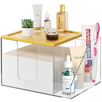 Disposable Face Towel Holder Box, Acrylic Clean Skin Club Facial Towel Contai...