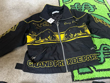 Vale Sports Division Mens Racing Jacket Full Zip Embroidered Blackyellow S