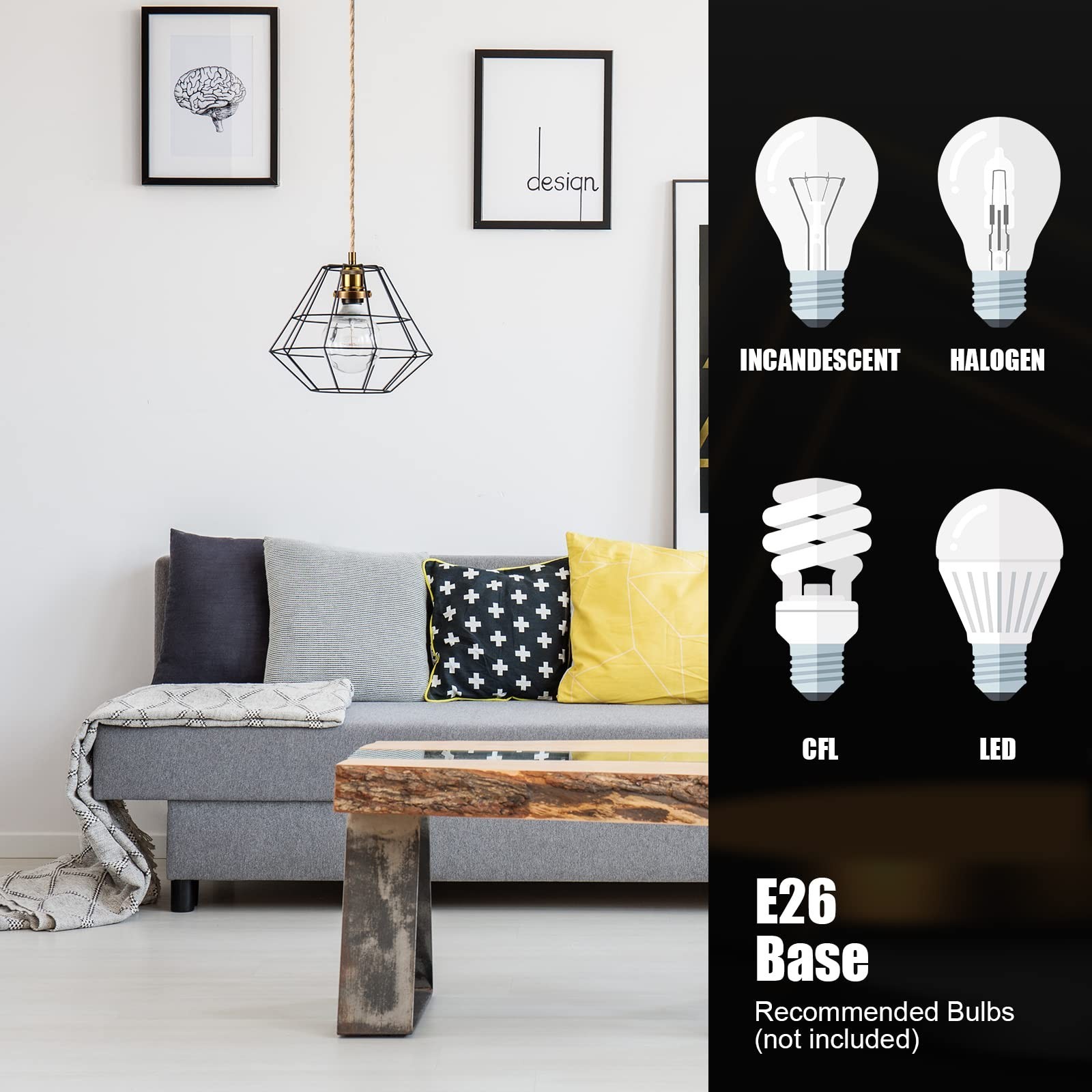 Kanayu 3 Pcs 15.4 ft/ 4.7 m Pendant Light Cord Kit Industrial Vintage Chandel...