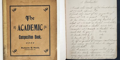 1905 antique NAOMI BAIR dauphin co pa HANDWRITTEN LESSONS GRADES school teacher