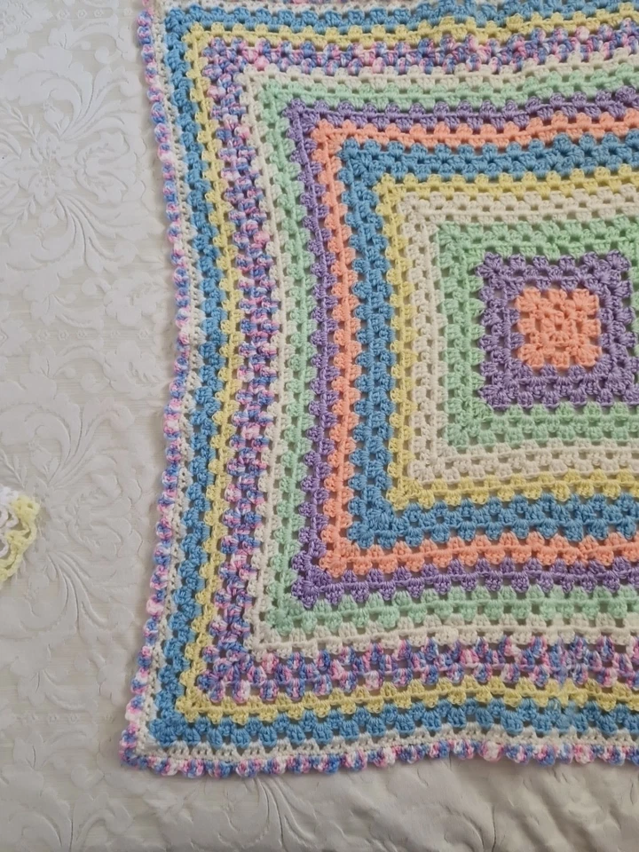 Knitted Crochet Knee Rug  Blanket Handmade Multicoloured 72x75cm Granny - Image 4 of 4