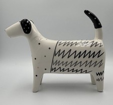 Abstract Black & White Ceramic Dog Figurine Z...