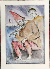 Litografia acquerellata a mano numerata firmata Trento Longaretti