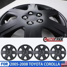 15 Set Of 4 Wheel Cover Hubcaps For 2005-2008 Toyota Corolla Black 42621-ab110