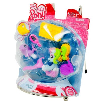 My Little Pony ville 2009 G3.5 Rainbow Dash Mermaid Dolphin Horse Figure Hasbro