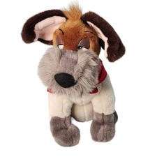 Disney Oliver  Company 13" Plush Dodger Dog Stuffed Animal With Red Scarf