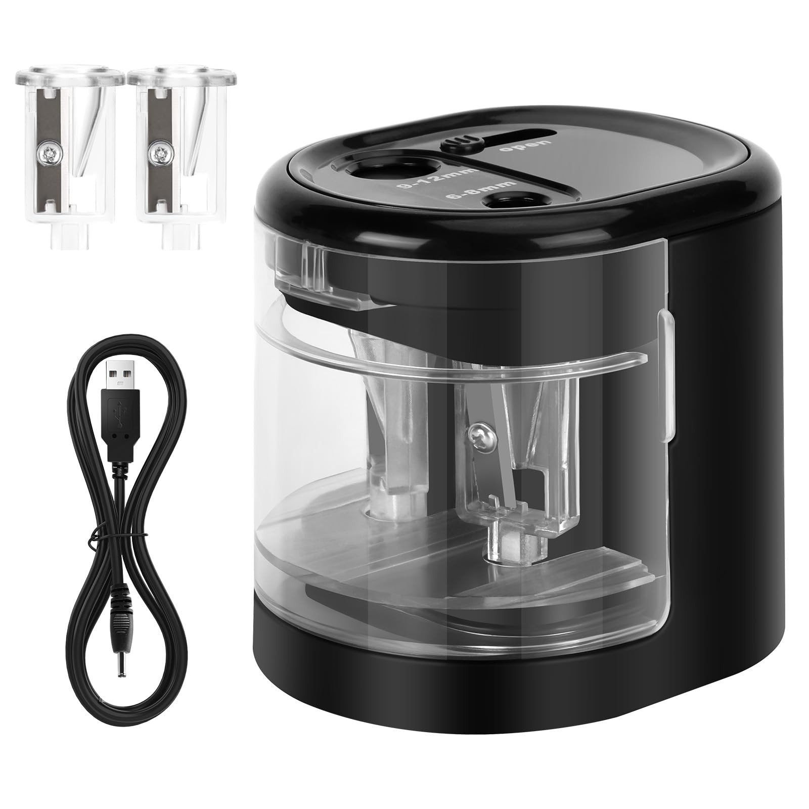 Sharpener With Double Hole Design For School Office Use Black