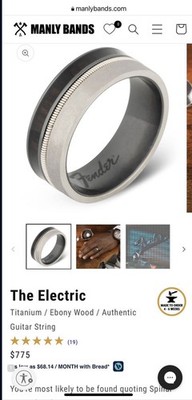 Manly Bands Guitar String Wedding Ring Size 9