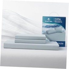 Sheet Set, Cooling Fitted Sheet with 2 Pillowcase-3 PCS with Queen Cool Grey