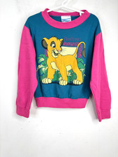 VTG 90s Disney The Lion King Sweatshirt Kids 5/6 Allison Made in USA Colorblock
