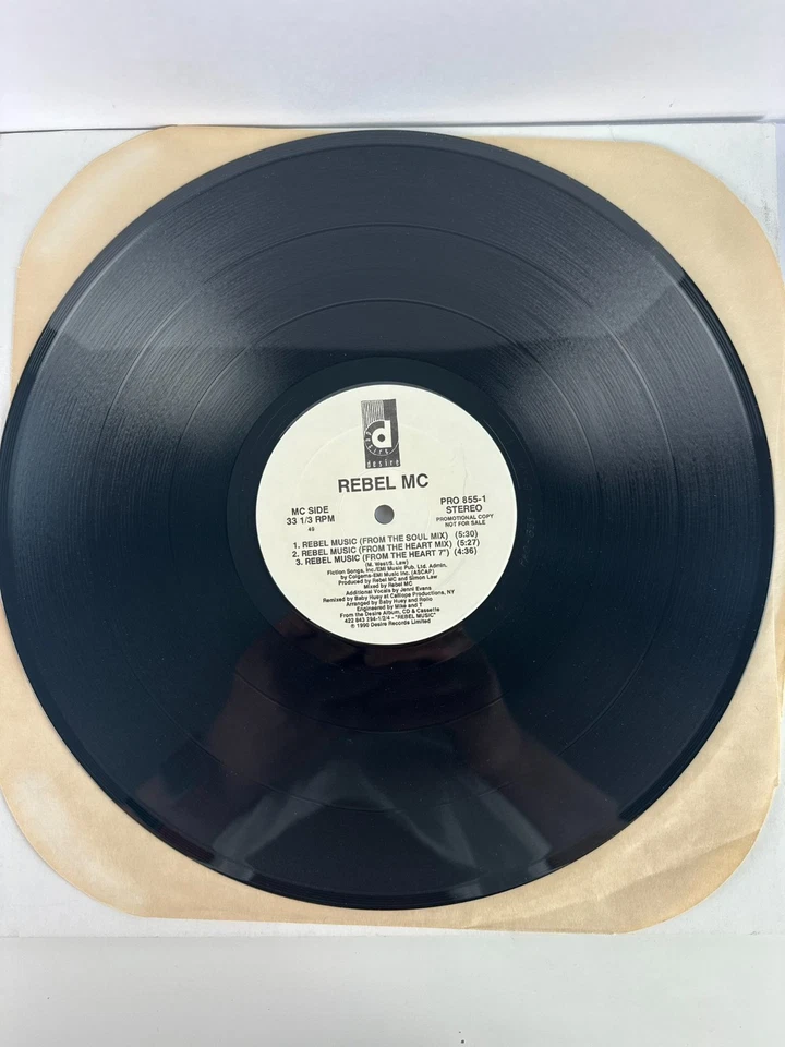 Rebel MC Rebel Music PROMO Single Vinyl 12" Rare Collectible EX Condition Foto 4 de 4