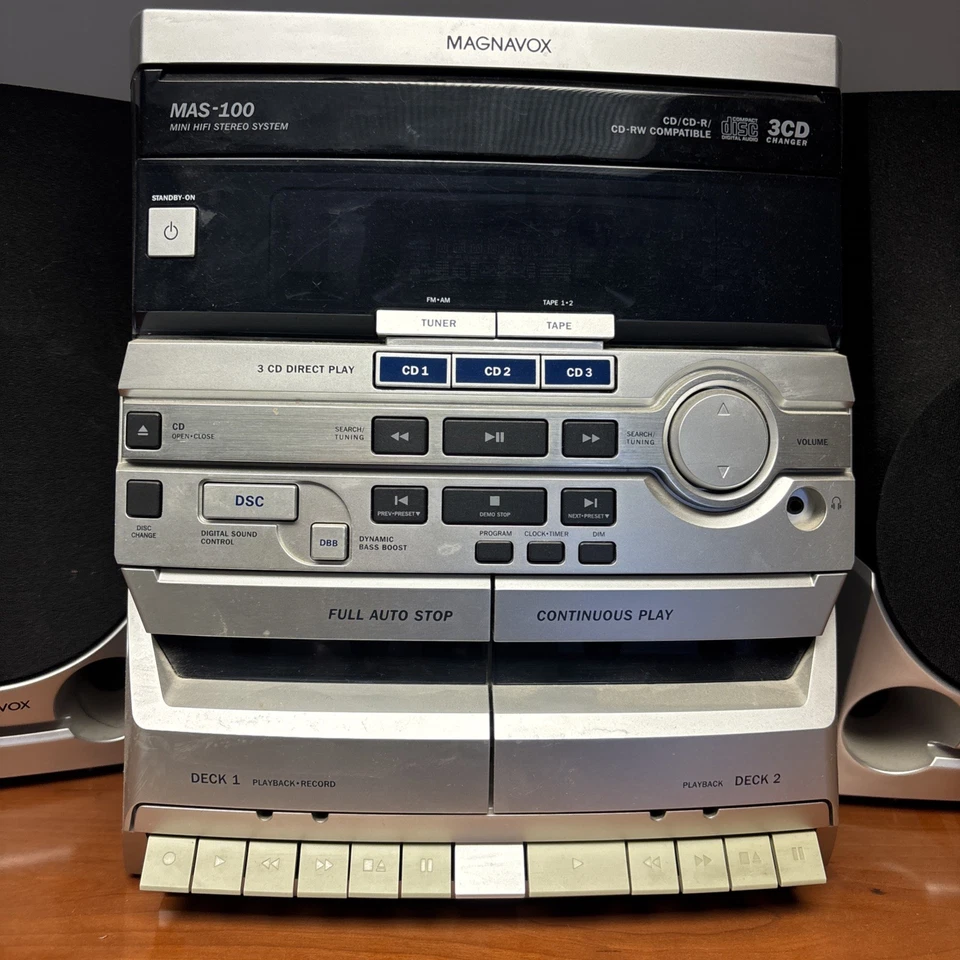 Magnavox 3-Piece CD Shelf System Dual Cassette MAS-100 - Image 2 of 4