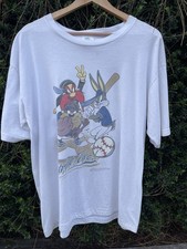 Vintage 1996 Looney Tunes Bugs Taz T Shirt Strike Two Baseball Size LX