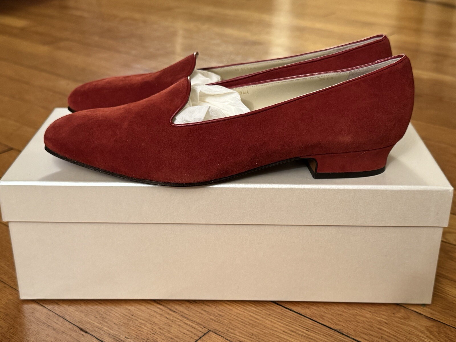NIB GORGEOUS Salvatore Ferragamo Archives Creations 1994 Red Suede Shoes Loafers image 4