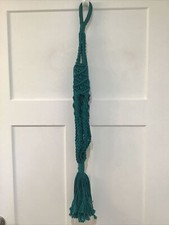 Vintage Dark Teal Planter Hanger Macrame 37"