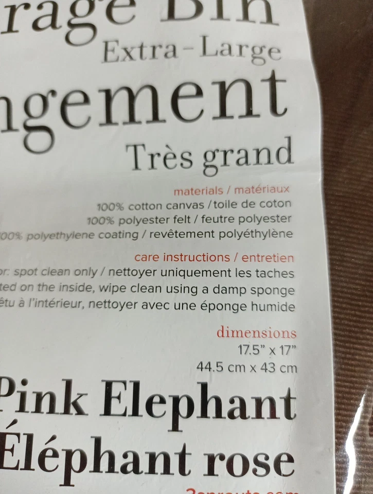 Pink Elephant Canvas Toy Extra Large Round Storage Bin by 3 Sprouts - Image 3 of 3