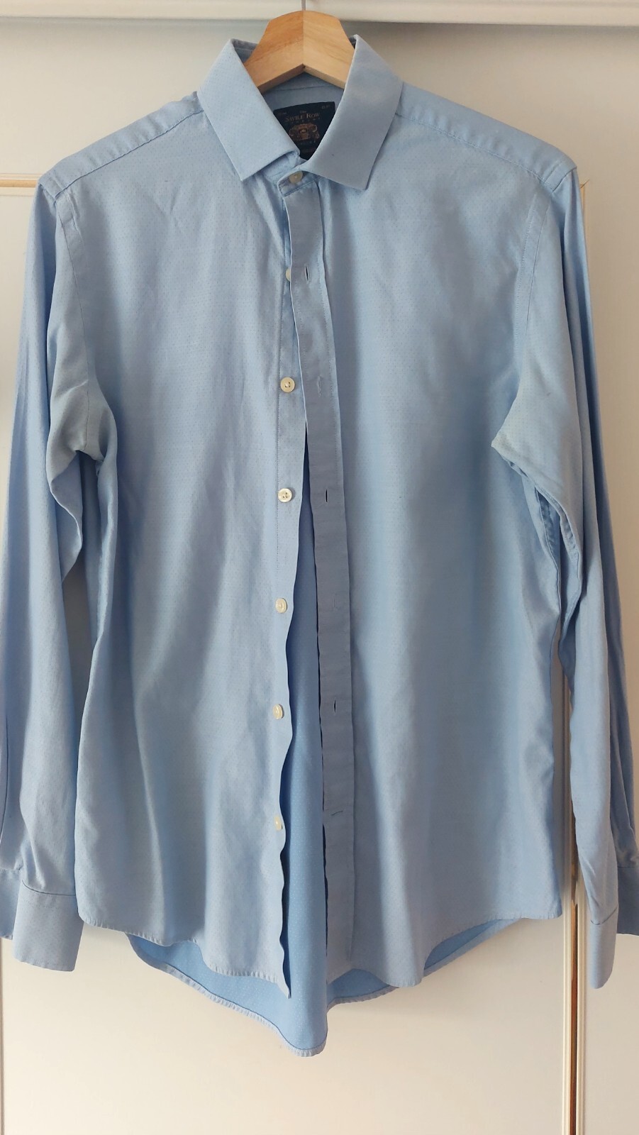 FILA Lussuosa camicia blu Savile Row Co Premium Collection con motivo a punti fini...