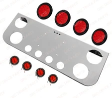 QSC Trucks Stainless Steel Rear Center Light Panel w/ 4" and 2" Red Round LED