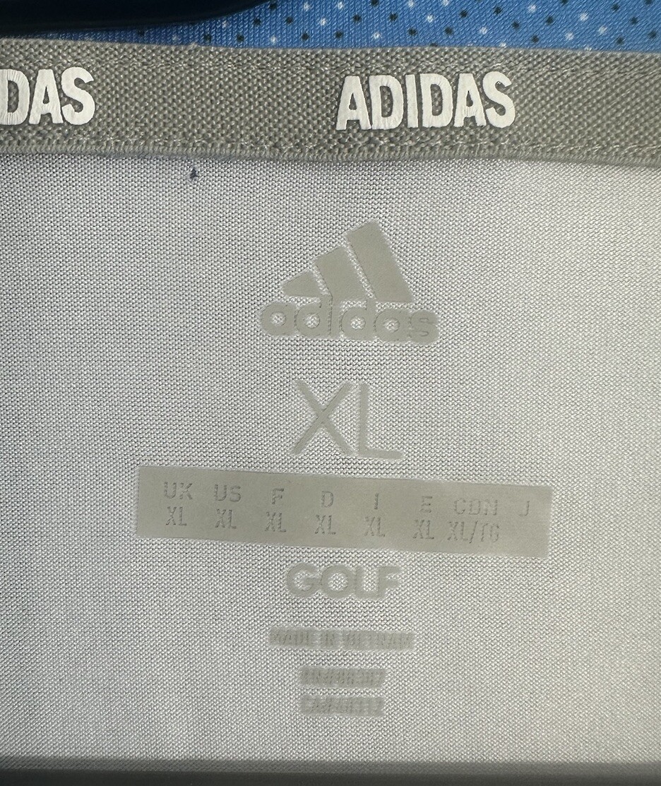 NWT Adidas golf polo, men's XL blue  with dots polyester blend thumbnail 2