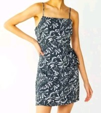 NWT Women's Nine West Side Tie Mini Dress,  Black Tropical,  Size XL