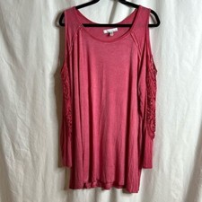 NWOT Fourteenth Place Womens Cold Shoulder Pink Long Sleeve Shirt Size 2X