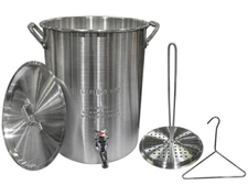 Carolina Cooker 30 QT Aluminum Fry Pot, Stock Pot with Lid, Spigot