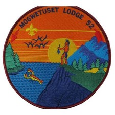 Moswetuset Lodge 52 Boston Minuteman MA Jacket Patch Maroon Bdr (OAX1944)
