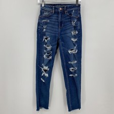 American Eagle Women's Stretch Mom Jeans Casual Medium Blue Wash Size 0 Regular