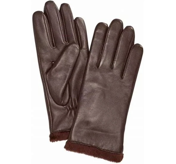 Charter Club Micro Faux Fur Lined Leather Tech Gloves - Java