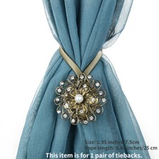 1 Paire Perlé Diamant Embrasse Magnétique Rideau Embrasse Étuis Fleur Alliage