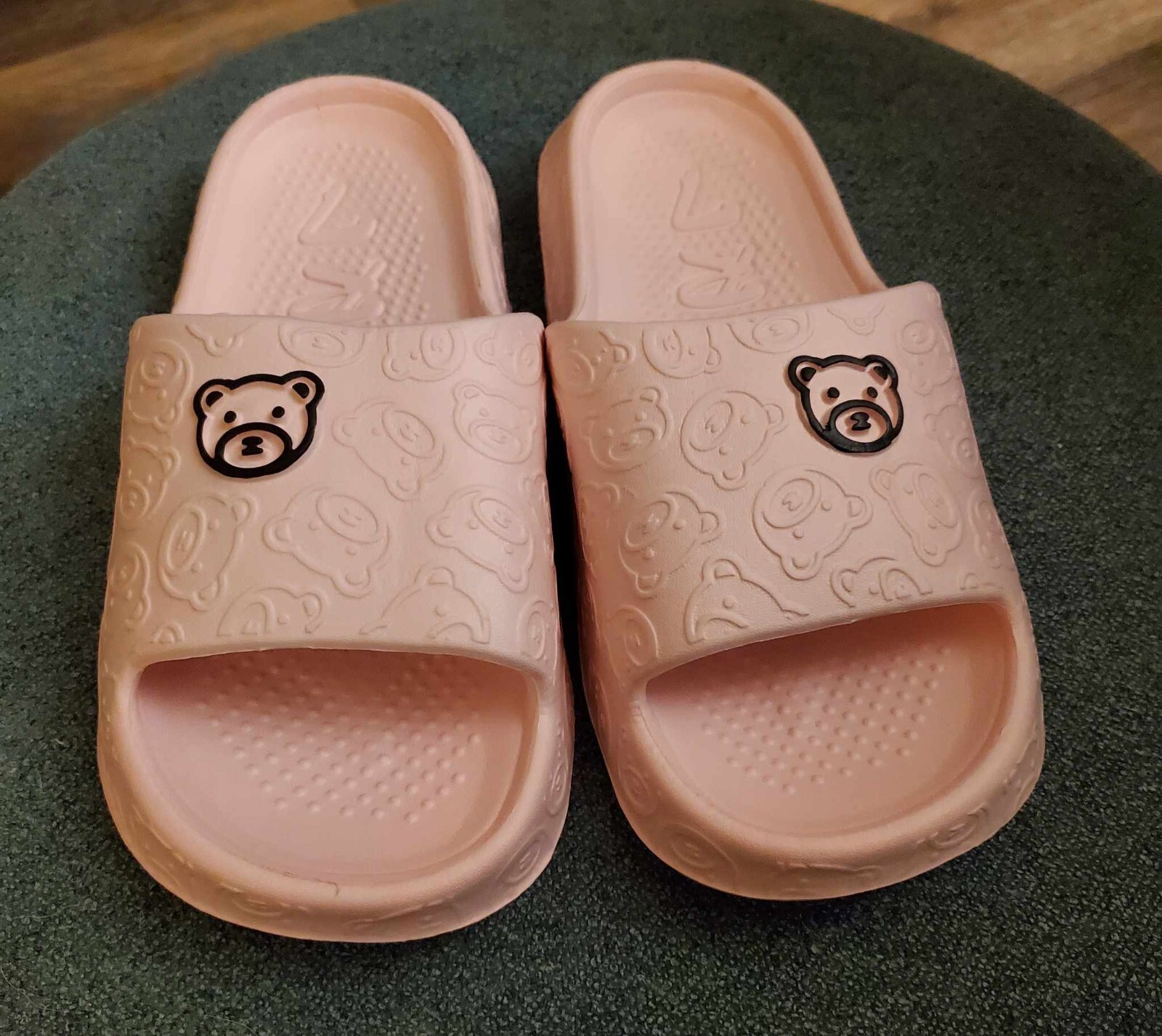 WOMENS LIGHT PINK SOFT CLOUD PILLOW TEDDY BEAR EVA COMFORT SLIDE SANDALS 8.5 9-image