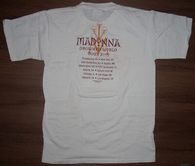 Vintage MADONNA Drowned World Tour 2001 T-Shirt MEDIUM (40) Double