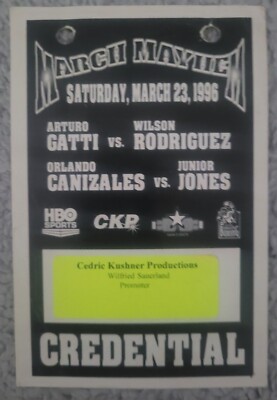 Arturo Gatti VS Wilson Rodriguez Promoter Pass Credential
