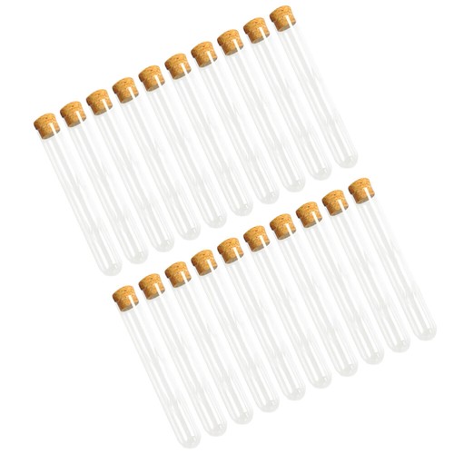 30PCS Prove Trasparenti con Tubi in Sughero con Top in Sughero Test Tube Chimica - Foto 5 di 11