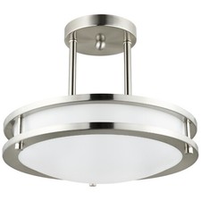 LED Semi Flush Mount Ceiling Light, 15W, 3CCT, 12" Brushed Nickel, 1050LM