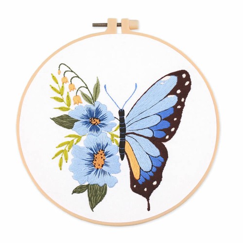 Kit bordado punto de cruz para principiantes-hecho a mano patrón floral mariposa hágalo usted mismo - Imagen 12 de 18