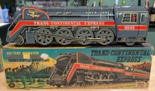 1960's Modern Toys Battery Op. Trans-Continental Express Locomotive Train 16"
