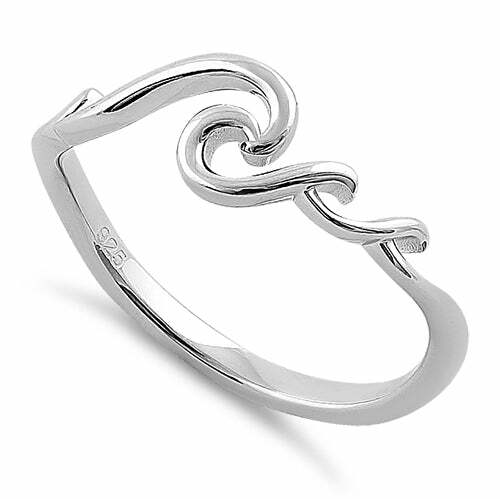 Bague Argent Massif 925 – Anneau Simple Style Créateur, Vague, Taille 56