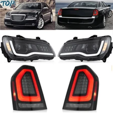 VLAND LED Headlights+Smoked LED Tail Lights For 2011-14 Chrysler 300 w/Animation