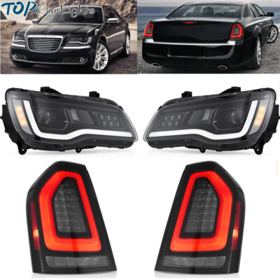 VLAND LED Headlights+Smoked LED Tail Lights For 2011-14 Chrysler 300 w/Animation