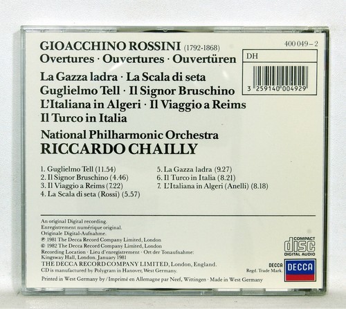 RICCARDO CHAILLY - ROSSINI 7 overtures DECCA CD full silver NM - Picture 2 of 2