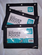 Set of 3 Solid Black 1 Zipper Compartment 3 Ring Binder Pouches by Pen Gear.